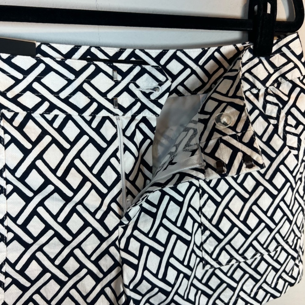 Banana Republic 4.5" Cotton Geometric Print Shorts Black White Coastal NEW Sz 12 - Picture 6 of 12